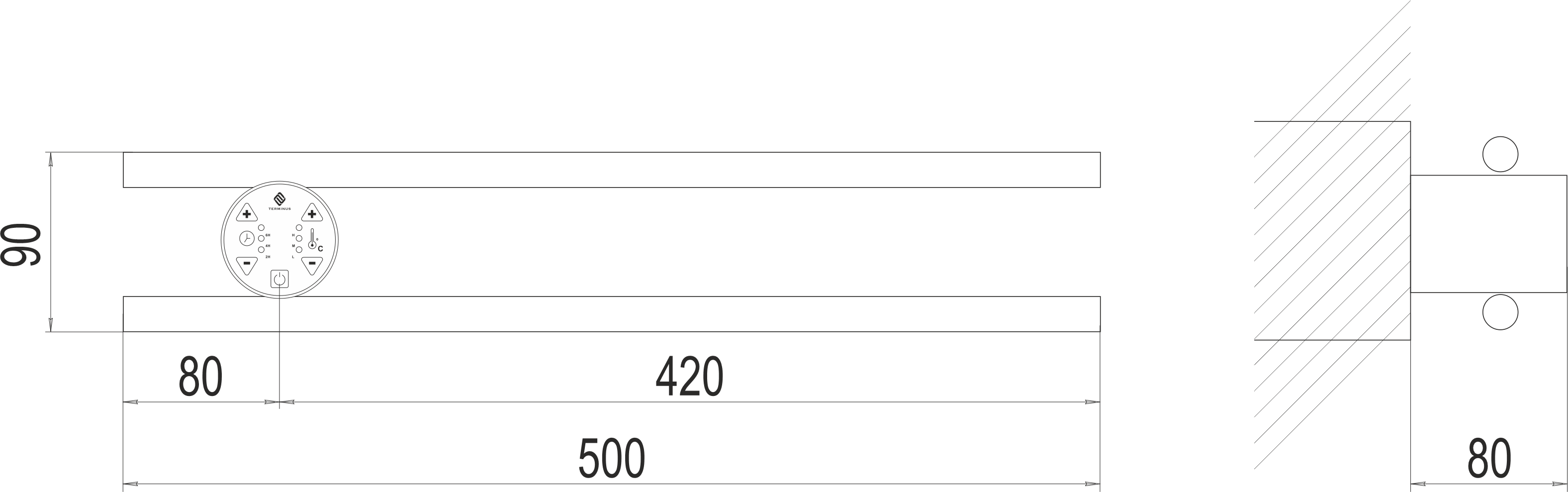 Полка электро п2 проф 500х90