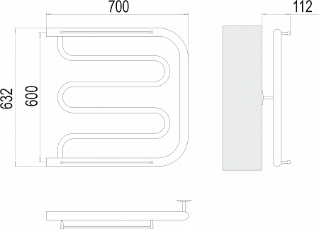 Фокстрот БШ 600х700 Полотенцесушитель  TERMINUS  - фото 3