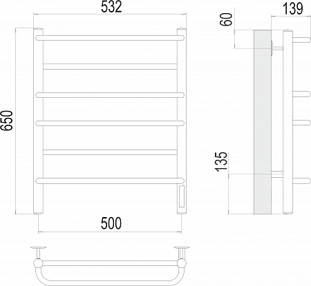 Евромикс П6 500х650 Электро (quick touch) Полотенцесушитель  TERMINUS  - фото 3