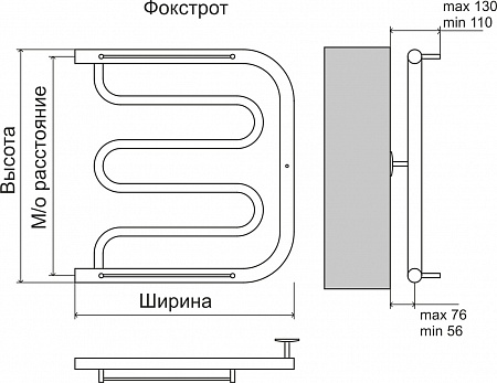 Фокстрот AISI 32х2 500х400 Полотенцесушитель  TERMINUS  - фото 4