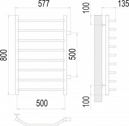 Виктория П8 500х800 бп500 Полотенцесушитель  TERMINUS  - фото 3