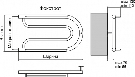 Фокстрот AISI 32х2 320х700 Полотенцесушитель  TERMINUS  - фото 3