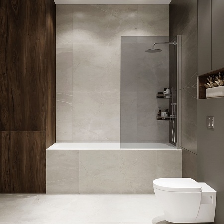 Шторка на ванну распашная Terminus Ното 02 1500х700 проф.хром, тонированная  - фото 3