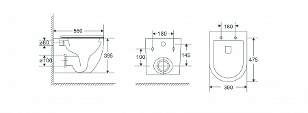 Подвесной унитаз безободковый Terminus Енисей Monolit 560х390 белый  - фото 8