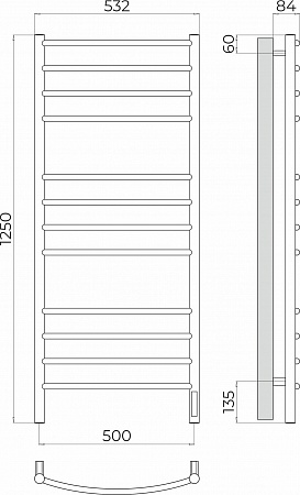 Классик П12 500х1250 Электро (quick touch) Полотенцесушитель TERMINUS  - фото 3