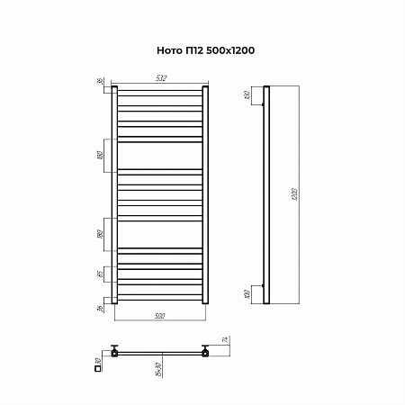 Ното П12 500х1200 Полотенцесушитель TERMINUS  - фото 3