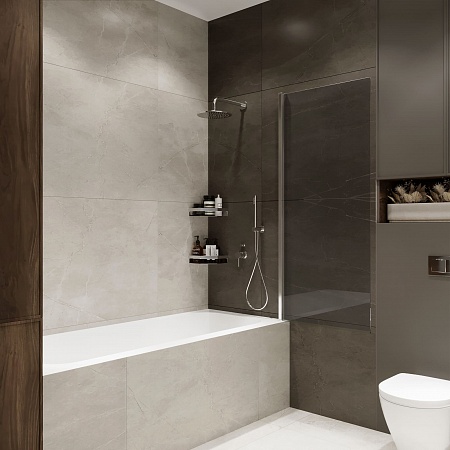 Шторка на ванну распашная Terminus Ното 02 1500х700 проф.хром, тонированная  - фото 2