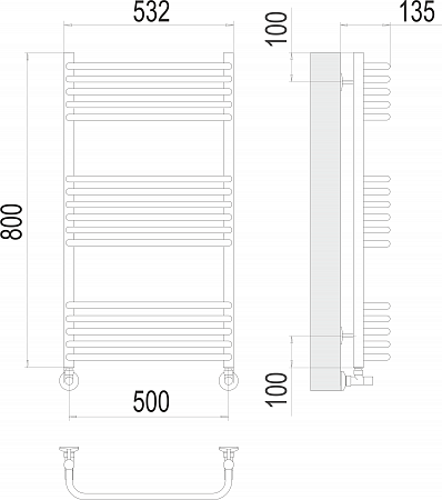 Стандарт П16 500х800 Полотенцесушитель  TERMINUS  - фото 3