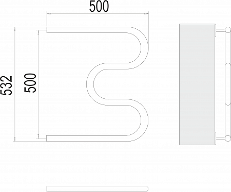 М-обр AISI 32х2 500х500 Полотенцесушитель  TERMINUS  - фото 3