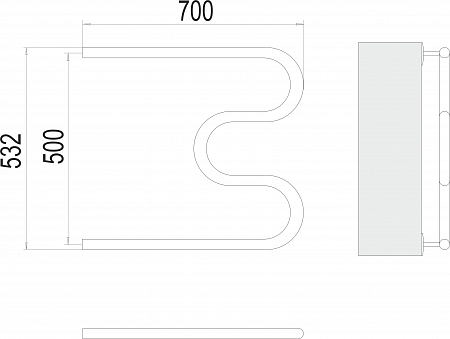 М-обр AISI 32х2 500х700 Полотенцесушитель  TERMINUS  - фото 3