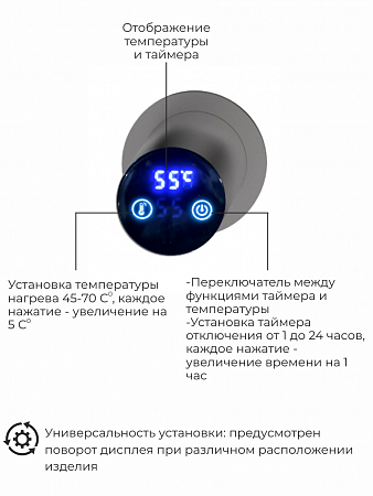 Рондо П2 350х760 электро Полотенцесушитель TERMINUS Оружейная сталь  - фото 5
