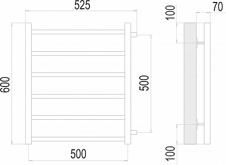 Вега П6 500х600 бп500 Полотенцесушитель  TERMINUS  - фото 3