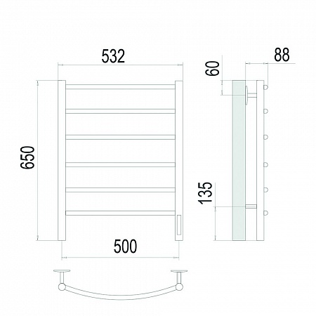 Классик П6 500х650 Электро (quick touch) Полотенцесушитель TERMINUS Сатин  - фото 4