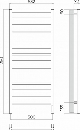 Аврора П12 500х1250 Электро (quick touch) Полотенцесушитель TERMINUS  - фото 3