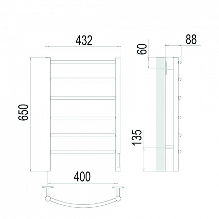 Классик П6 400х650 Электро (quick touch) Полотенцесушитель TERMINUS Сатин  - фото 4